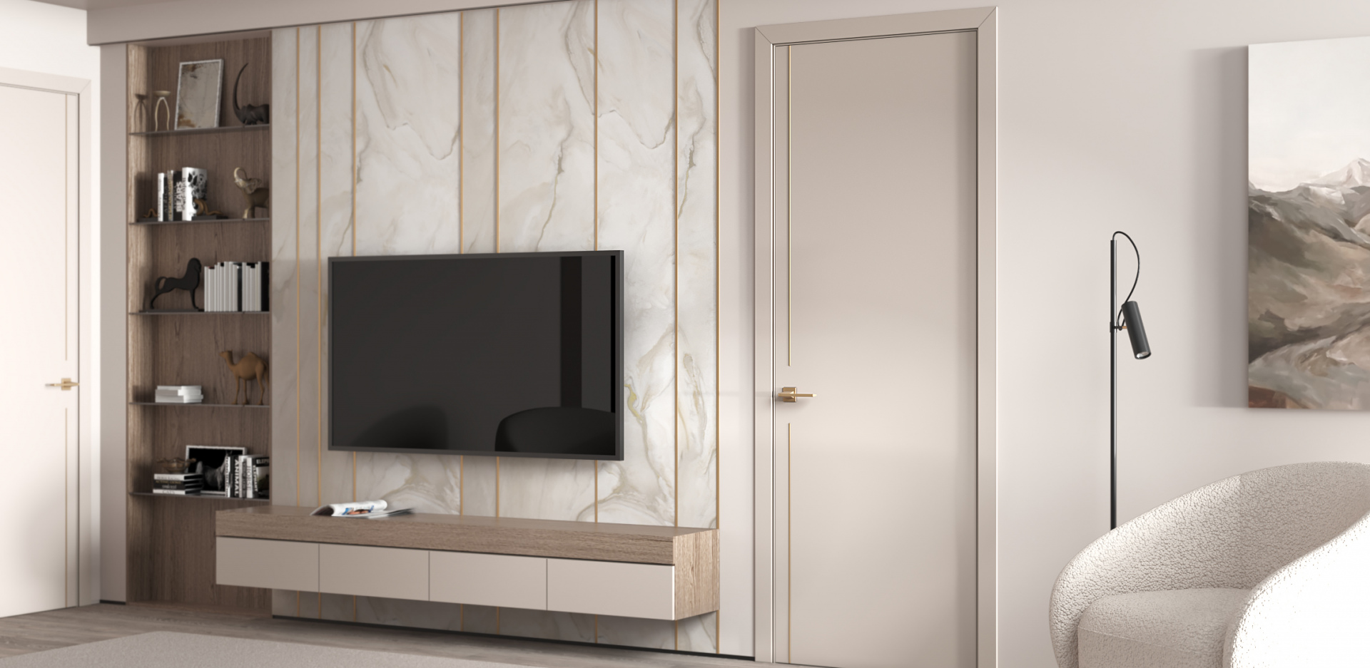 Откройте дверь в мир элегантности с коллекцией Line с золотым молдингом